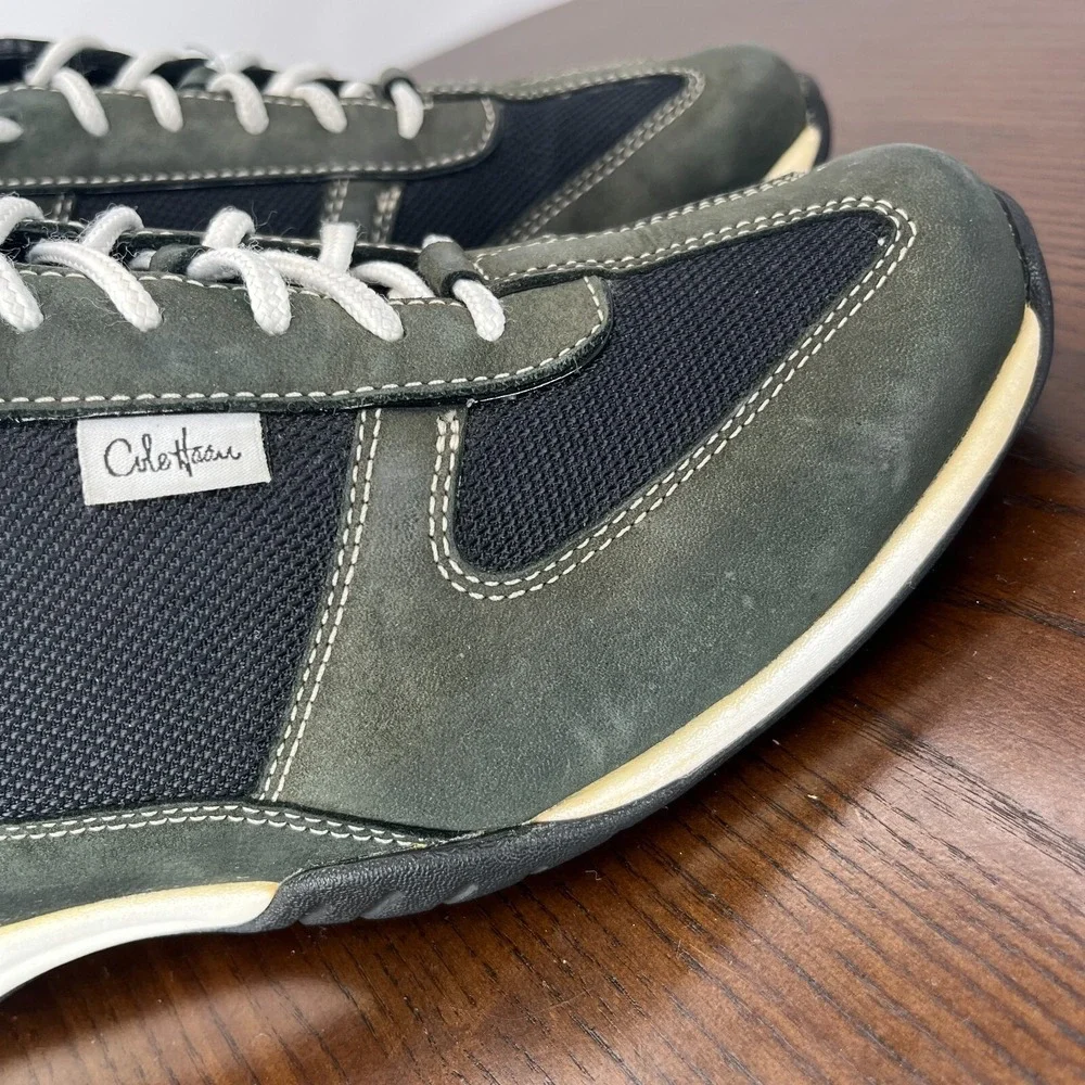 Cole Haan Shoes‎ Women's 8.5B Green Black Leather Mesh Lace Up Sneaker D25206